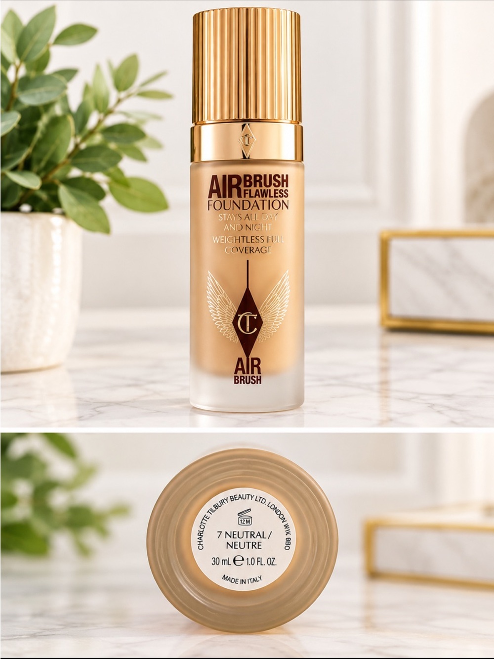 Charlotte Tilbury Airbrush Flawless Foundation - Neutral (7) Gold Cap